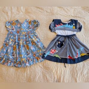 Vintage Toddler Handmade and Reworked Novelty Print Dress Bundle